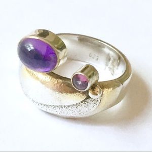 Sale! AMETHYST Sterling Silver Artisan Ring 6